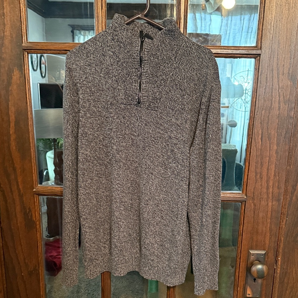 Calvin Klein Jeans Mens‎ XL Grey Marl Quarter Zip Mock Neck Knit Sweater